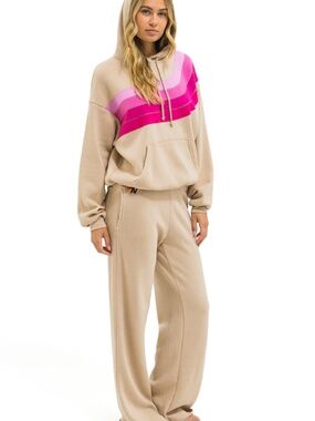 Wave Stripe Hoodie Sand/Pink